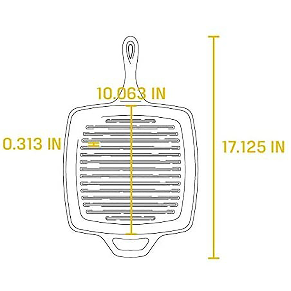 Lodge Pre-Seasoned Cast Iron Grill Pan With Assist Handle, 10.5 inch, Black