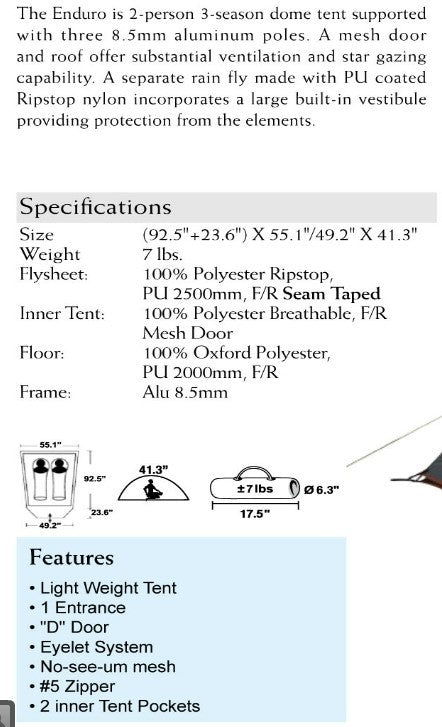 High Peak Enduro Expedition Quality, 4 Season Tent for 2 People