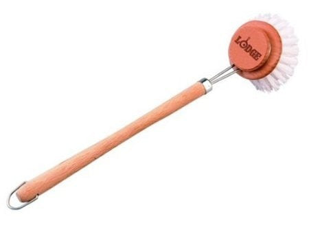 Lodge Cast Iron Scrub Brush 11" Wood Handle Brush with Nylon Bristles