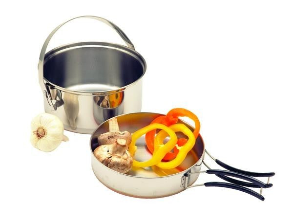 Stainless Fry Pan and Cook Pot with Copper Bottoms Combination